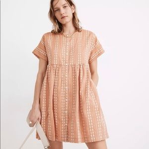 Madewell Embroidered Short-Sleeve Button-Front Mini Dress